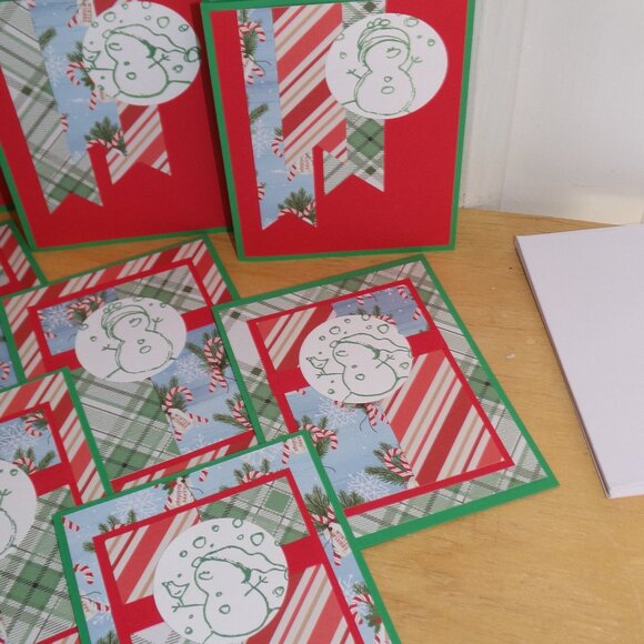 Handmade Set of 12 NWT Snowman Christmas Cards - Picture 3 of 4